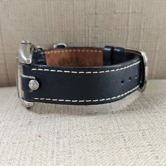 Guess Ladies Wrsitwatch Black Genuine Leather Strap Analog Quartz Wrist Watch - Picture 9 of 13